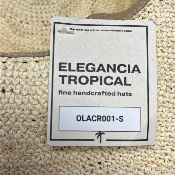 Anthropologie X Elegancia Tropical Stylish Beige Straw Hat with Blue Wave Band main image 7